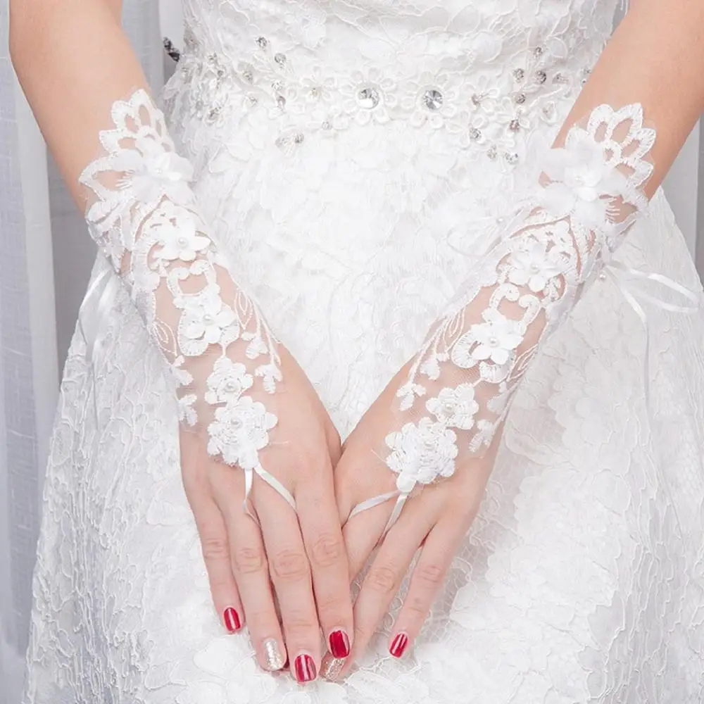 Wedding Accessories Gloves 2020 Applique Short High Quality Lace White Elegant Bridal | Свадьбы и торжества