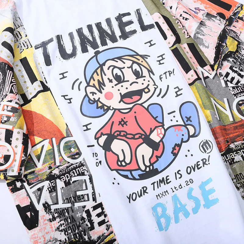 

Aolamegs Hip Hop Men's Tshirt Anime Boy Graffiti Print T-shirt Summer Couple Casual Short Sleeve Tops Tee High Street Streetwear