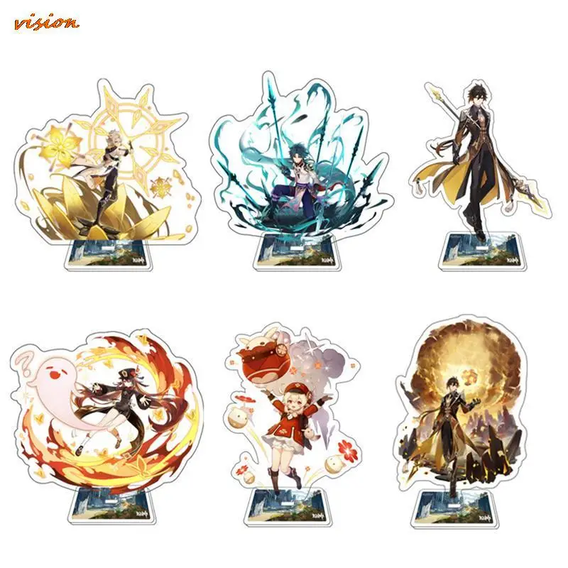 

Anime Figure Genshin Impact Zhongli Diluc Venti Klee Keqing Qiqi Acrylic Stand Model Plate Desk Decor Standing Sign Fans Gifts