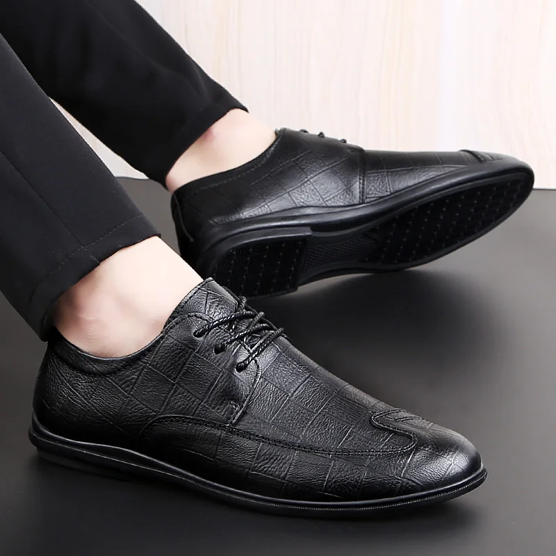 Мужские кожаные туфли-оксфорды в деловом стиле дышащие туфли на резиновой