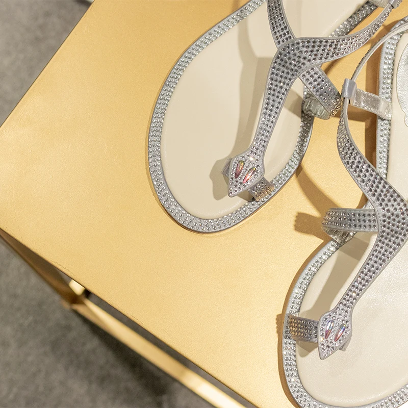 Женские пляжные сандалии с открытым носком кристаллами для отпуска 2020 | Обувь