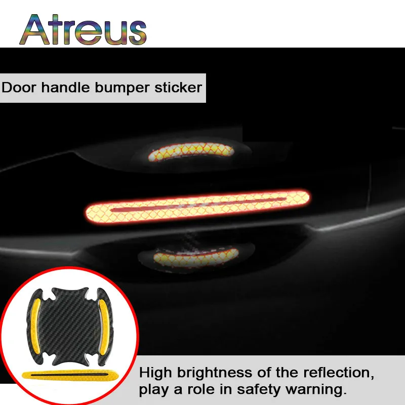 Светоотражающие наклейки на ручки двери автомобиля 4 шт. для Skoda Octavia A5 A7 2 Rapid Fabia Yeti