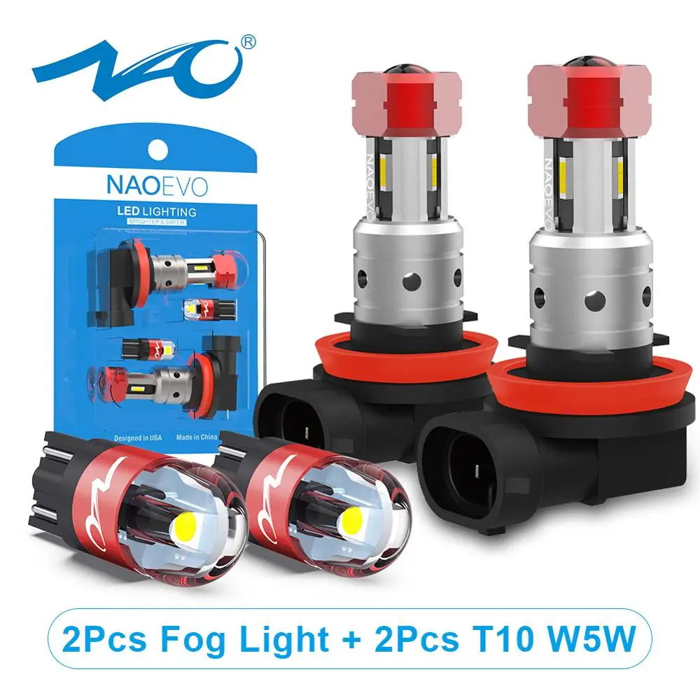 NAO H11 W5W светодиодный противотуманный светильник HB4 H16 H8 HB3 H10 2000Lm 9005 9006 Blub 194 Для A1 A3 A4