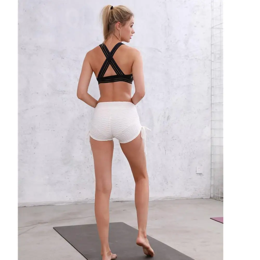 Хит женские повседневные Однотонные эластичные шорты с высокой талией пуш ап для