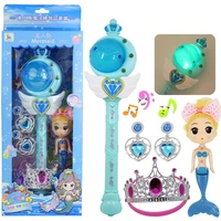 boxed magic wand ornament set doll kids gift pretend princess fairy girl music fairy stick led light up toys
