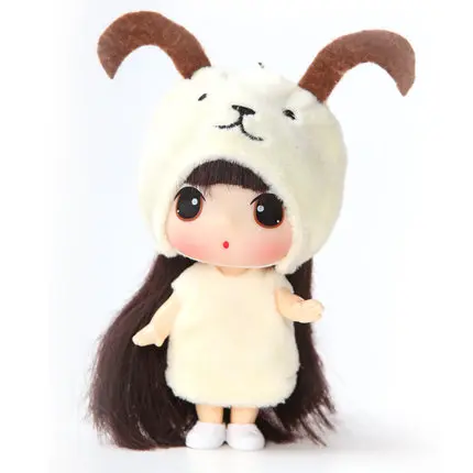 goat BJD кукла Ddung 9 см подлинный корейский с двенадцатью знаками Зодиака животных изменение мини куклы ребенок подарок на день рождения Ключ Кулон Коллекция украшения - Цвет: goat
