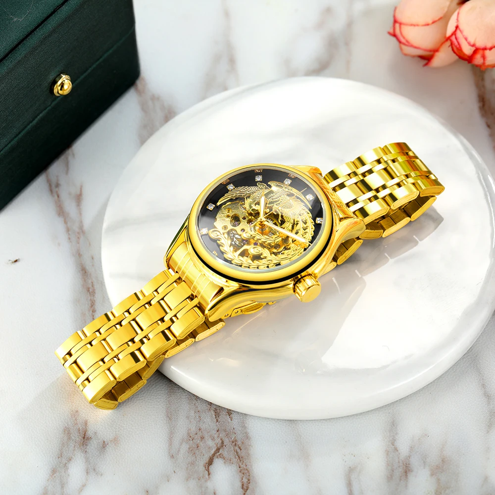 Часы наручные WINNER Top мужские/женские механические роскошные золотистые