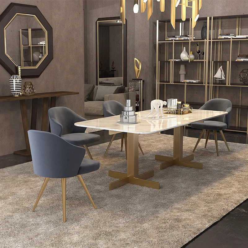 Легкий роскошный постсовременный обеденный стул скандинавский бархатный