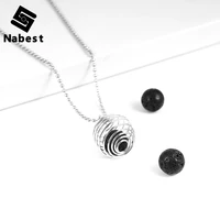 women men natural stone hollow spring pendant necklace lave rock obsidian tiger eye hematite pendulum hold essential oil jewelry