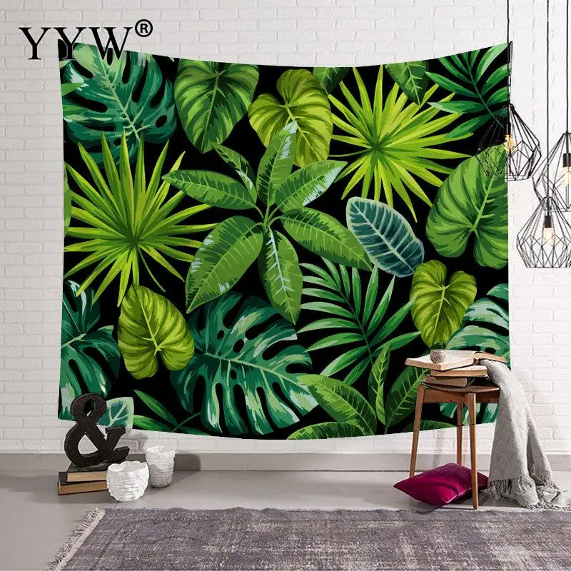Nordic Wall Tapestry Background Cloth Decor Polyester Antifouling Macrame Curtain Tapestries Green Plant Carpet | Дом и сад