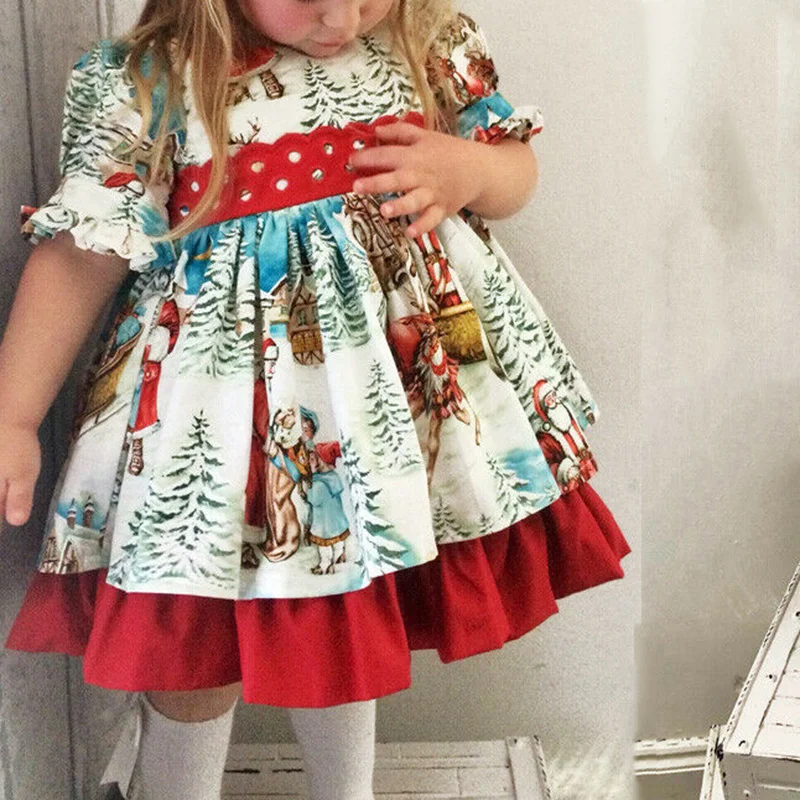 

Girls Princess Dress New Summer Children Dresses Floral Sweet Clothes Bow Kids Girl Party Dress Ruched Printing Puff Sleeve Tutu