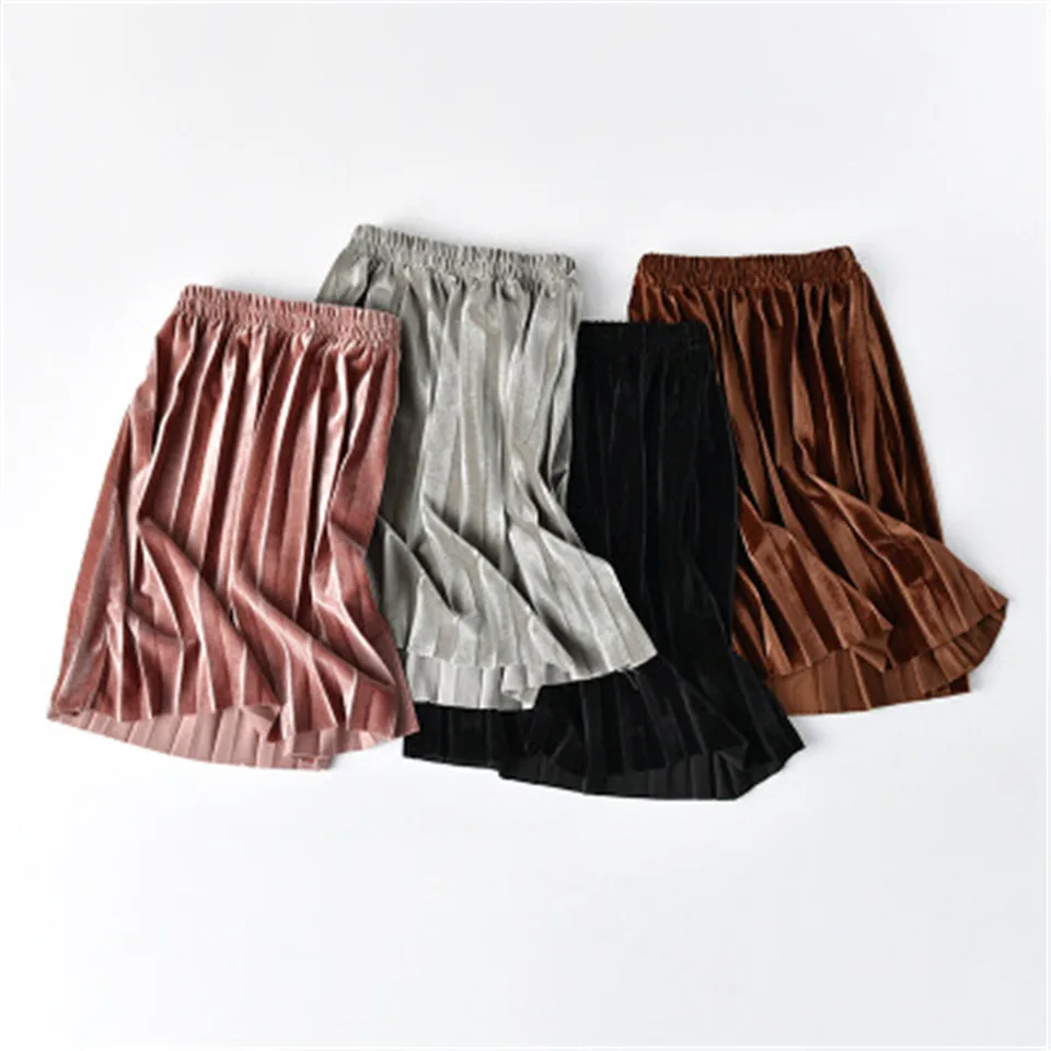 Осенне-зимняя детская одежда бархатная юбка новая весенняя плиссированная для