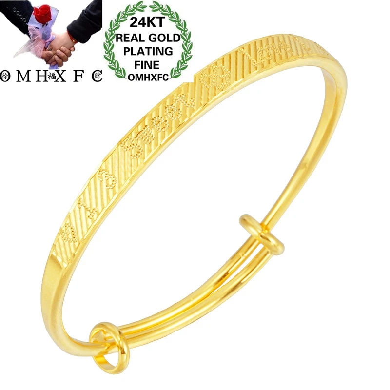 

OMHXFC Wholesale BE410 European Fashion Fine Woman Mother Party Birthday Wedding Gift LOVE Pull-Push 24KT Gold Bracelet Bangle