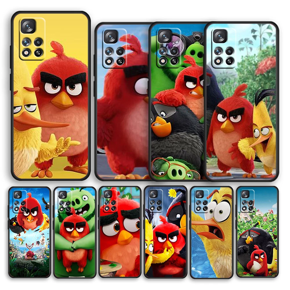 

Red Birds Moving Slowly For Redmi 10 K40 K30 Ultra Pro Gaming 9T 9AT 9A 9C 10X Pro 10X GO Silicone Soft Black Phone Case