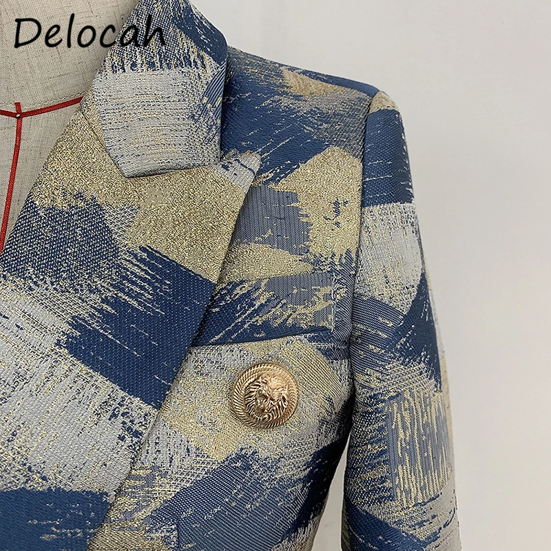 

Delocah Women Autumn Fashion DesignerShort Coat Double Breasted Long Sleeve Elegant Bodycon Fake Pocket Ladies Jacket Outerwear