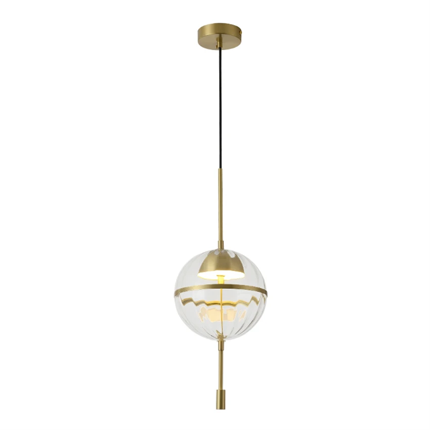 

Italian luxury glass ball full copper pendant lights designer bar restaurant aisle decorated LED lamps lighting hanging lights