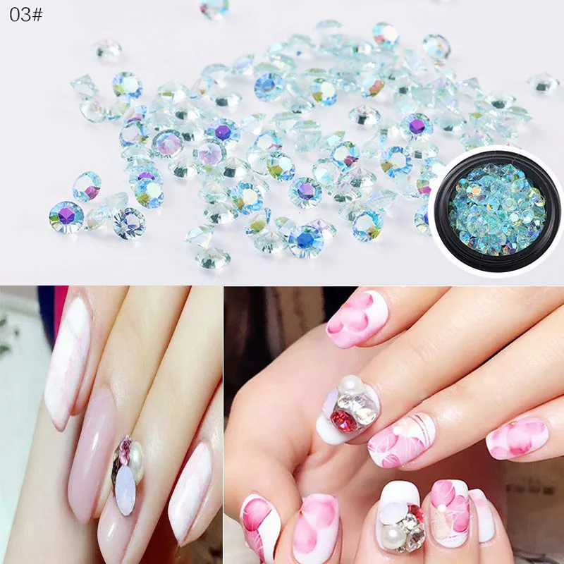 Czech Crystal Point Back Strass Shiny Glass Diamond 3D Nail Art Decor Charm Set Pointed Foiled Faceted | Красота и здоровье