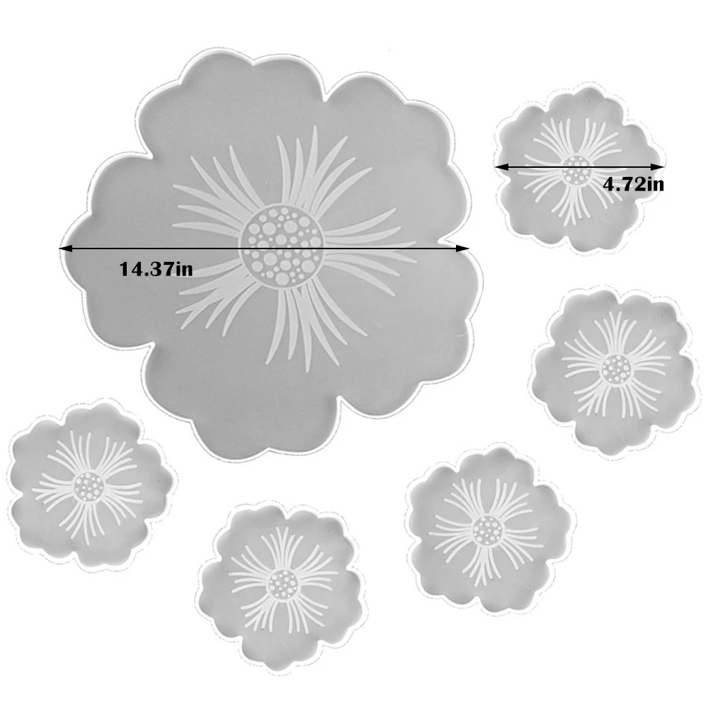 

2Pcs/Set Flower Coaster Epoxy Resin Mold DIY Sakura Tea Tray Fruit Plate Crystal Silicone Casting Mould For Art Jewelry Crafts