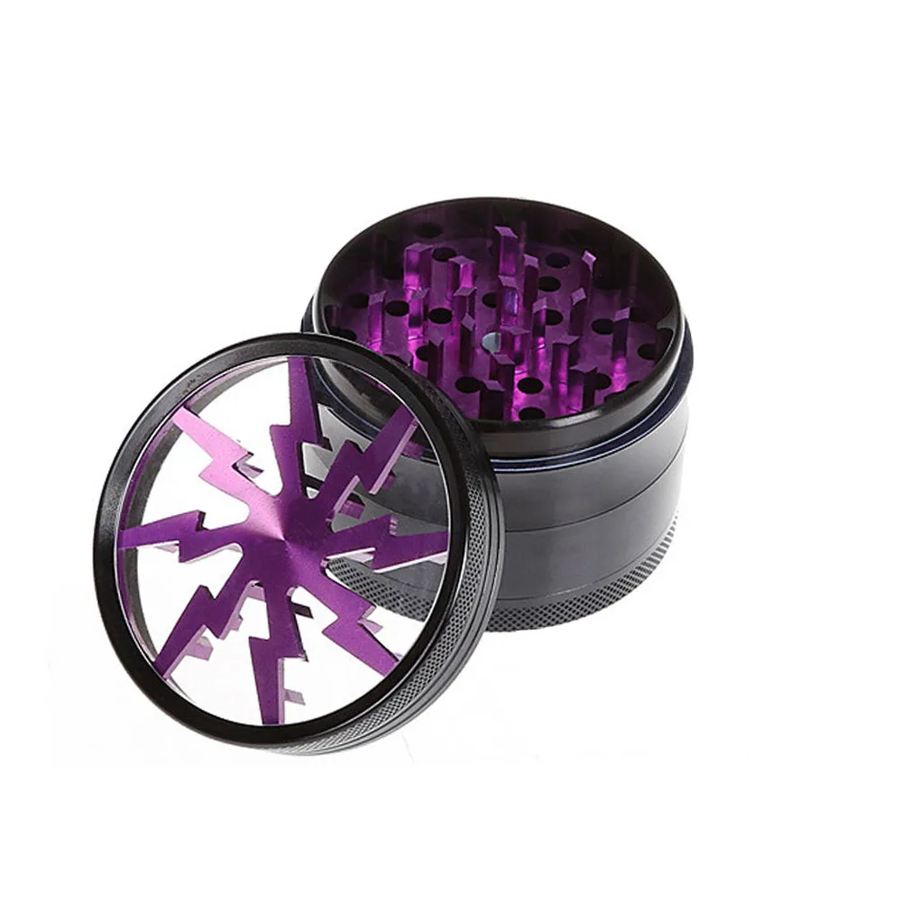 Purple 4-х слойная алюминиевая дробилка из сплава курения руки измельчители 2,5 дюймов табака мельница для специй трав JS23 - Цвет: Purple
