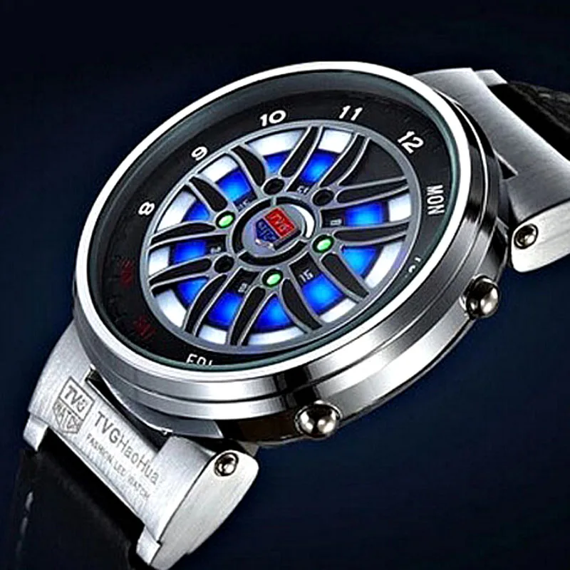 Фото TVG уникальные Креативные мужские часы в виде автомобильной рулетки с ободом