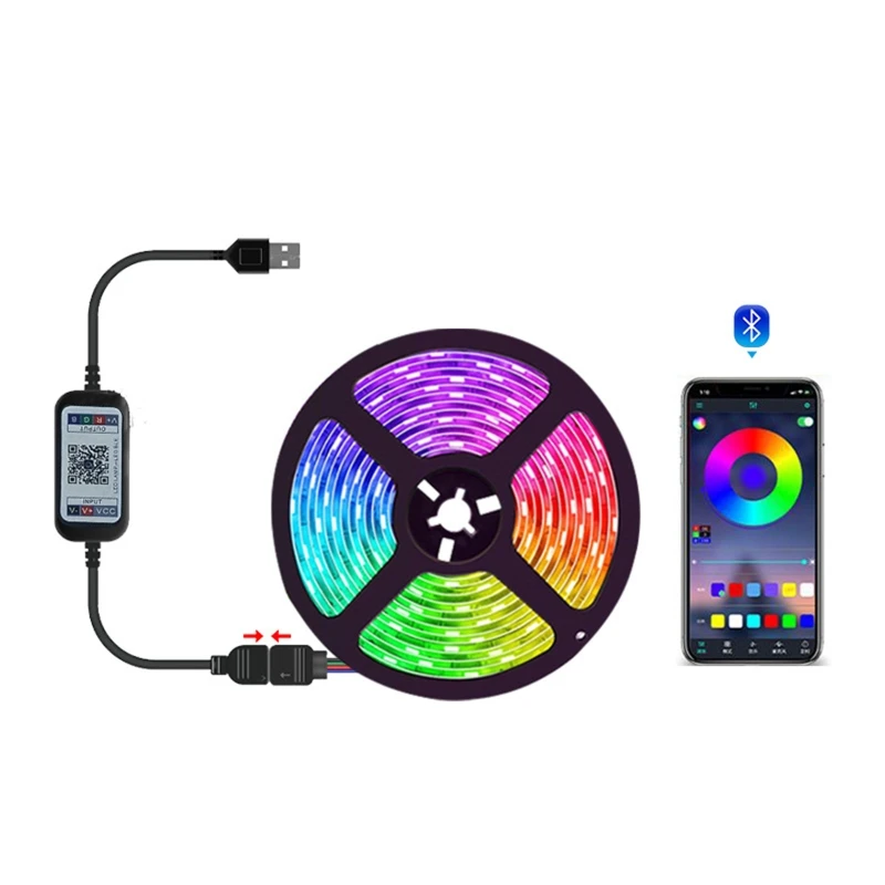 

HX5F Flexible Bluetooth LED Strip Light Ribbon Waterproof APP Control Backlight Tape light Neon