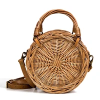rerekaxi round wicker womens handbag handmade beach straw bag female shoulder messenger bags rattan weaving tote crossbody bag