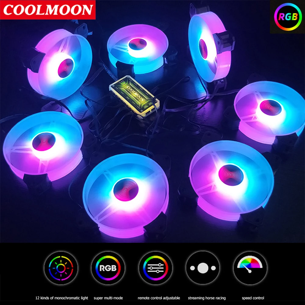 COOLMOON 6Pin RGB вентилятор для ПК 120 мм охлаждающий Cooler Солнечный водяной насос с