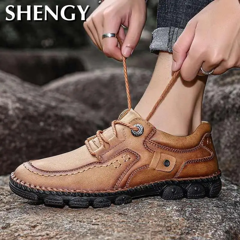 Лоферы мужские кожаные дышащие большого размера 38-48 для вождения лета 2020 | Обувь