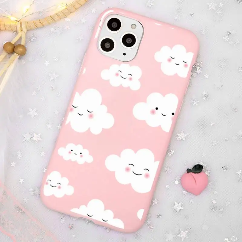 

Cartoon clouds Phone Case Candy Color Pink for iPhone 11 pro XS MAX 8 7 6 6S Plus X 5S SE 2020 XR