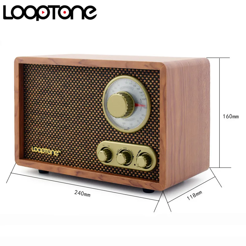 LoopTone Настольный Bluetooth AM/FM радио Винтаж Ретро Классический домашний Встроенный