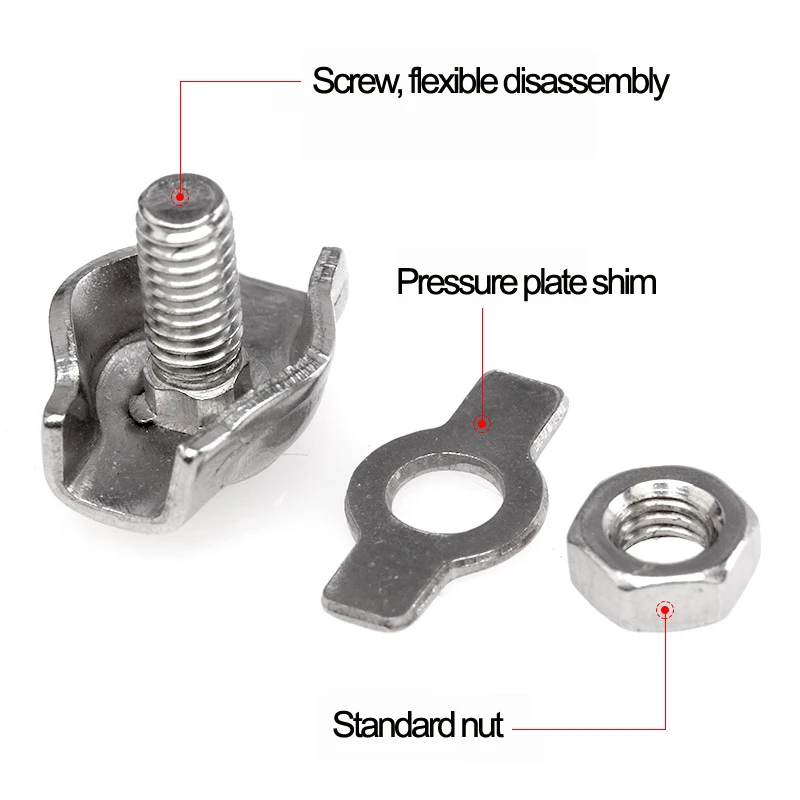 304 # трос из нержавеющей стали с одним зажимом патрон замок зажим для кабеля