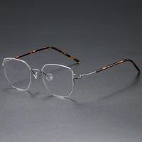 high quatity denmark brand square super light pure titanium myopia glasses frame mens screwless ultralight optical lense