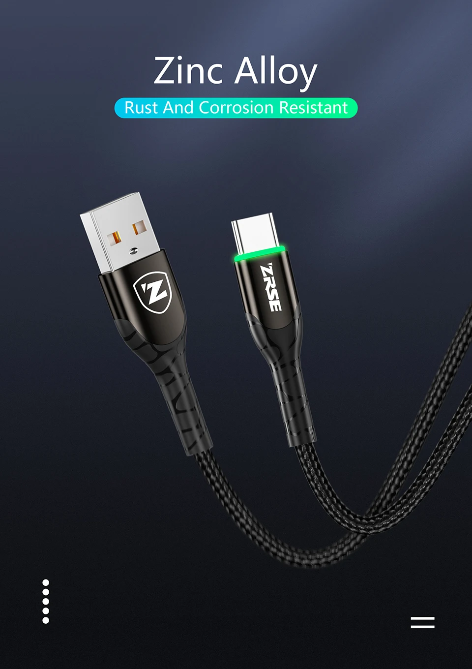 ZRSE светодиодный кабель usb type C 3M 2 м USB-C кабель передачи данных для быстрой зарядки телефона зарядное устройство Шнур для Xiaomi Redmi Note 8 7 huawei P30 Pro P20