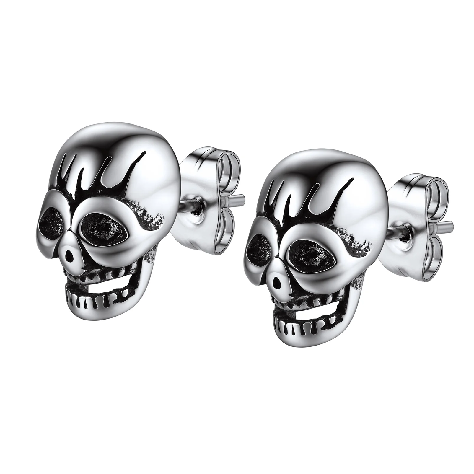 

Starlord Skull Vintage Jewelry Silver Black Plated Rock Punk Stainless Steel Stud Earrings For Men Boys PSE4961