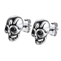 starlord skull vintage jewelry silver black plated rock punk stainless steel stud earrings for men boys pse4961
