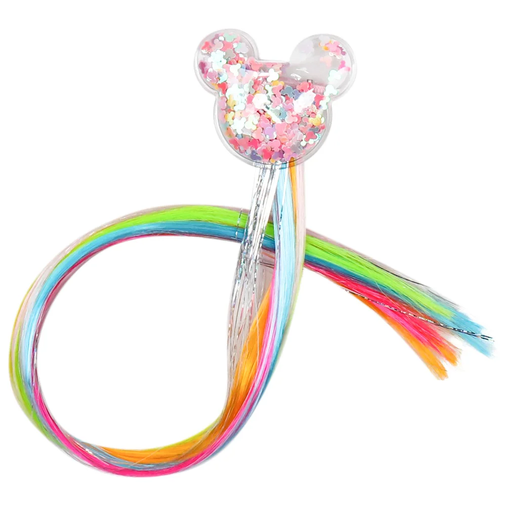 5 hair clip Косички для девочек, резинки для волос, заколка для волос, блестящие банты для волос из ПВХ с помпоном, резинки для волос, детская длинная разноцветная косичка, повязка на голову - Цвет: 5 hair clip
