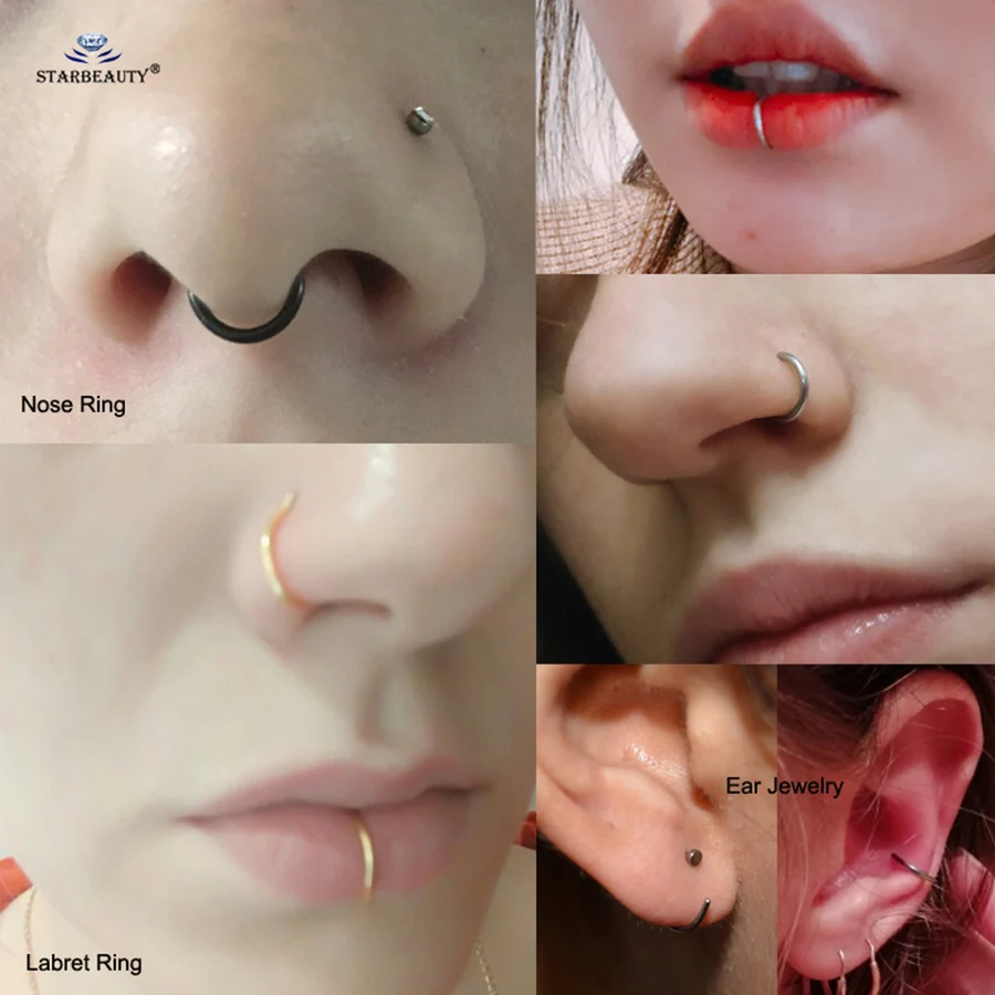 Starbeauty 6 шт. в партии 6/8/10 мм Горячая Нос кольцо для пирсинга губ кольца фальшивый