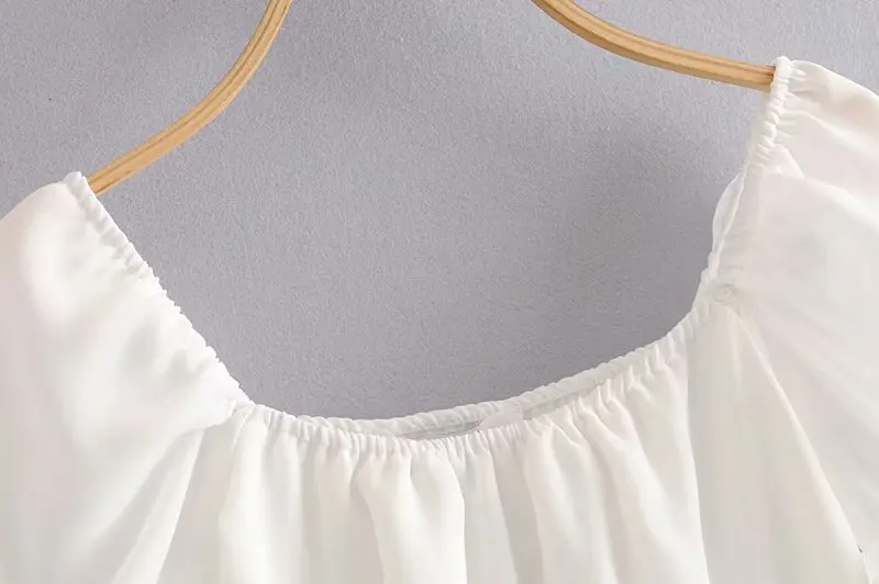 Модный укороченный топ Bazaleas с квадратным воротником шикарная белая женская