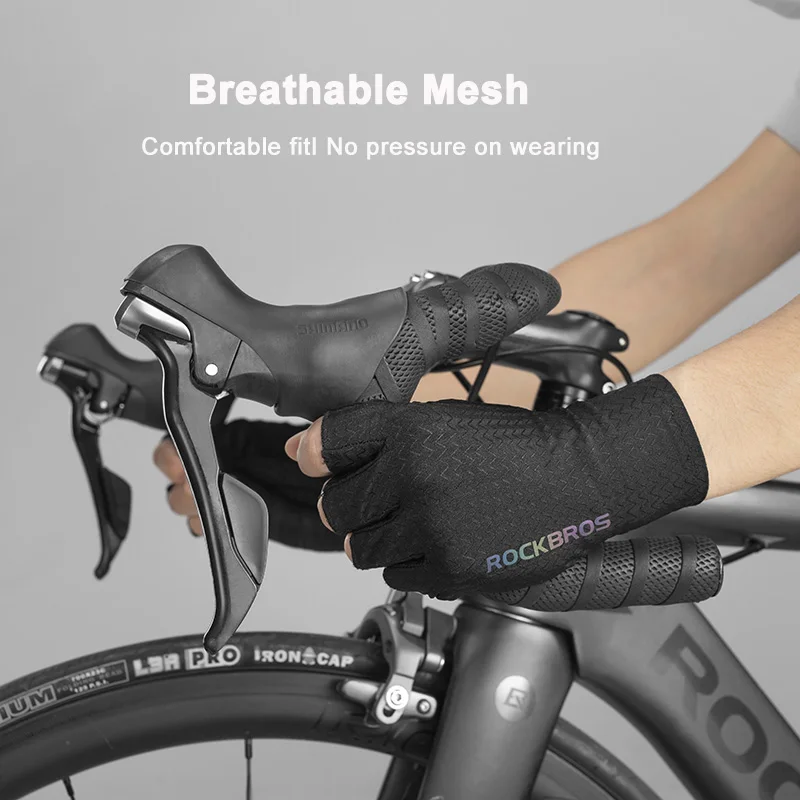 Велосипедные перчатки ROCKBROS с открытыми пальцами противоударные дышащие горные