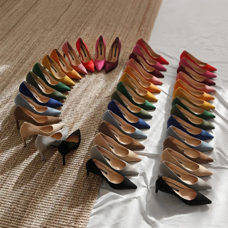 

2021 New Woman Pumps Suede High Heels Female Pointed Toe Office Shoes Stiletto Women Shoes Party Women Heels Female Shoes