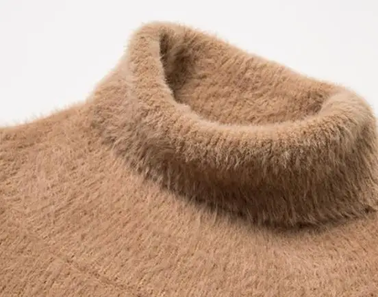 Искусственный мех норки кашемировый свитер с высоким плотно облегающим шею