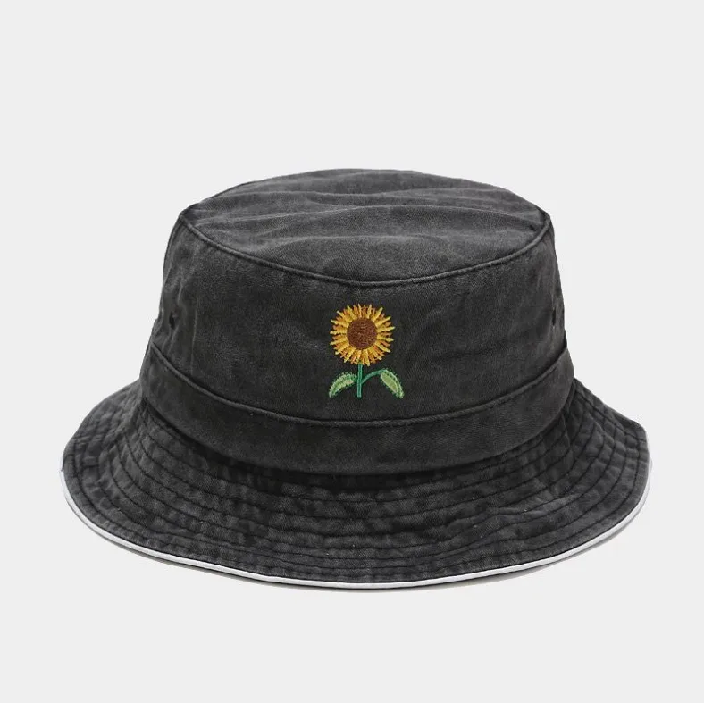 2020 два боковых Реверсивный подсолнечника ведро шляпа для женщин джинсовой ткани