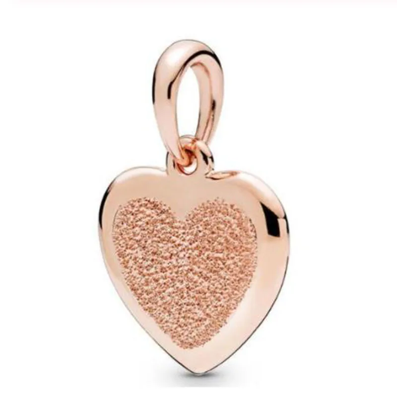 

100% 925 Sterling Silver Charm Rose Gold Heart Pendant Fit Pandora Women Bracelet & Necklace Diy Jewelry