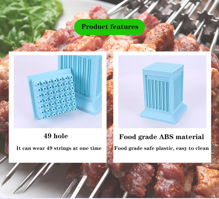 

Meat Skewer Maker Wear Meat String Machine 49 Holes BBQ Meat Skewer Tools UK