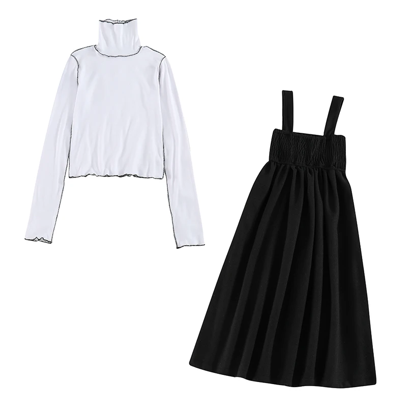 

Retro Japanese Little Pinafore Dress Female Autumn and Winter Waist Hugging Slimming Laid-Back Style Temperament Western Style