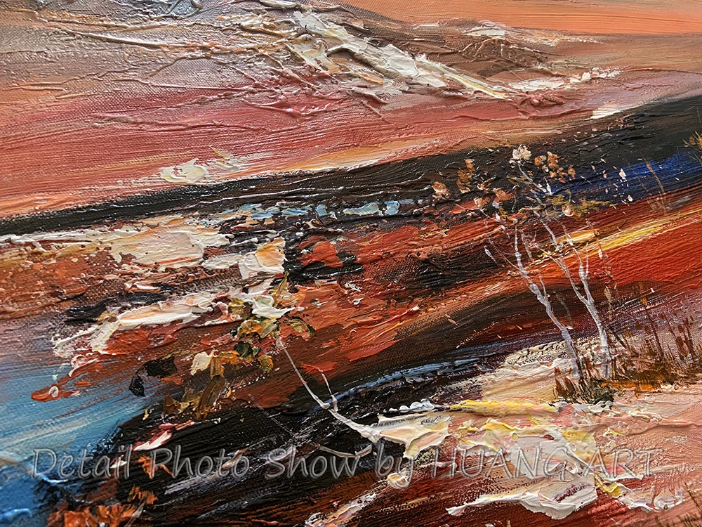 Оригинальная ручная роспись кирпича Красный абстрактный пейзаж картина маслом