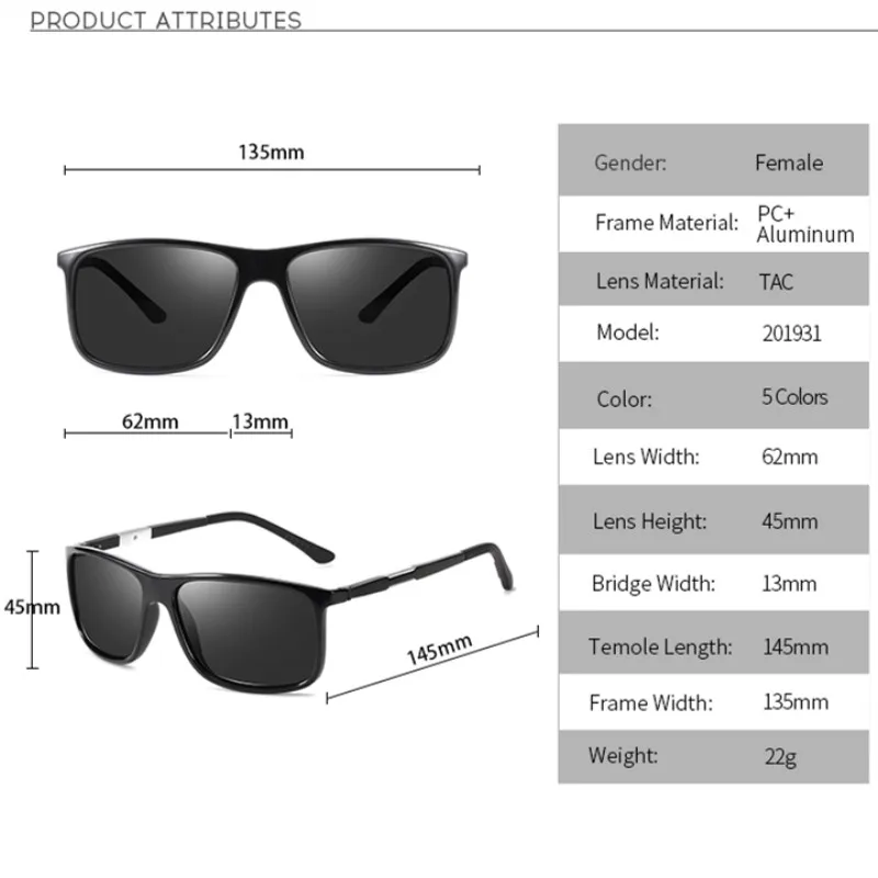 Мужские солнцезащитные очки MSETOUTM классические поляризационные из алюминия и