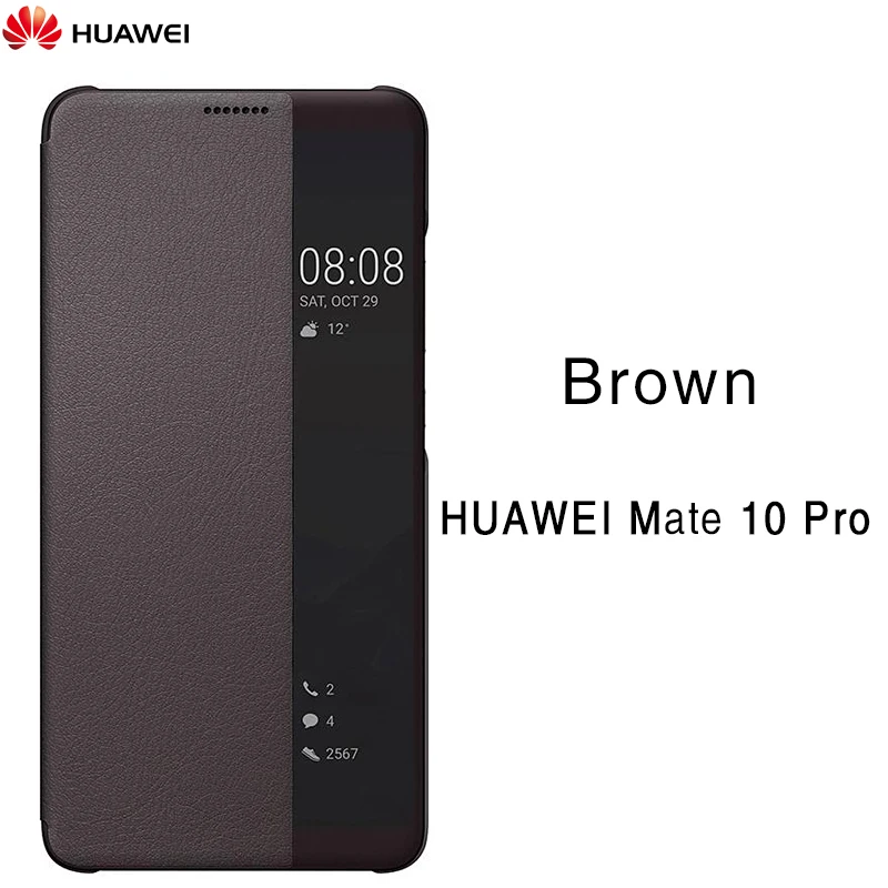 Mate 10 Pro Brown Официальное для Huawei Mate 10 чехол Умная спальная кобура для Huawei MATE10 pro Флип чехол Прозрачное окно Телефонная кобура Дайте кабель для зарядки / MATE10 чехол / MATE 10 Pro чехол / mate 10pro чехол - Цвет: Mate 10 Pro Brown