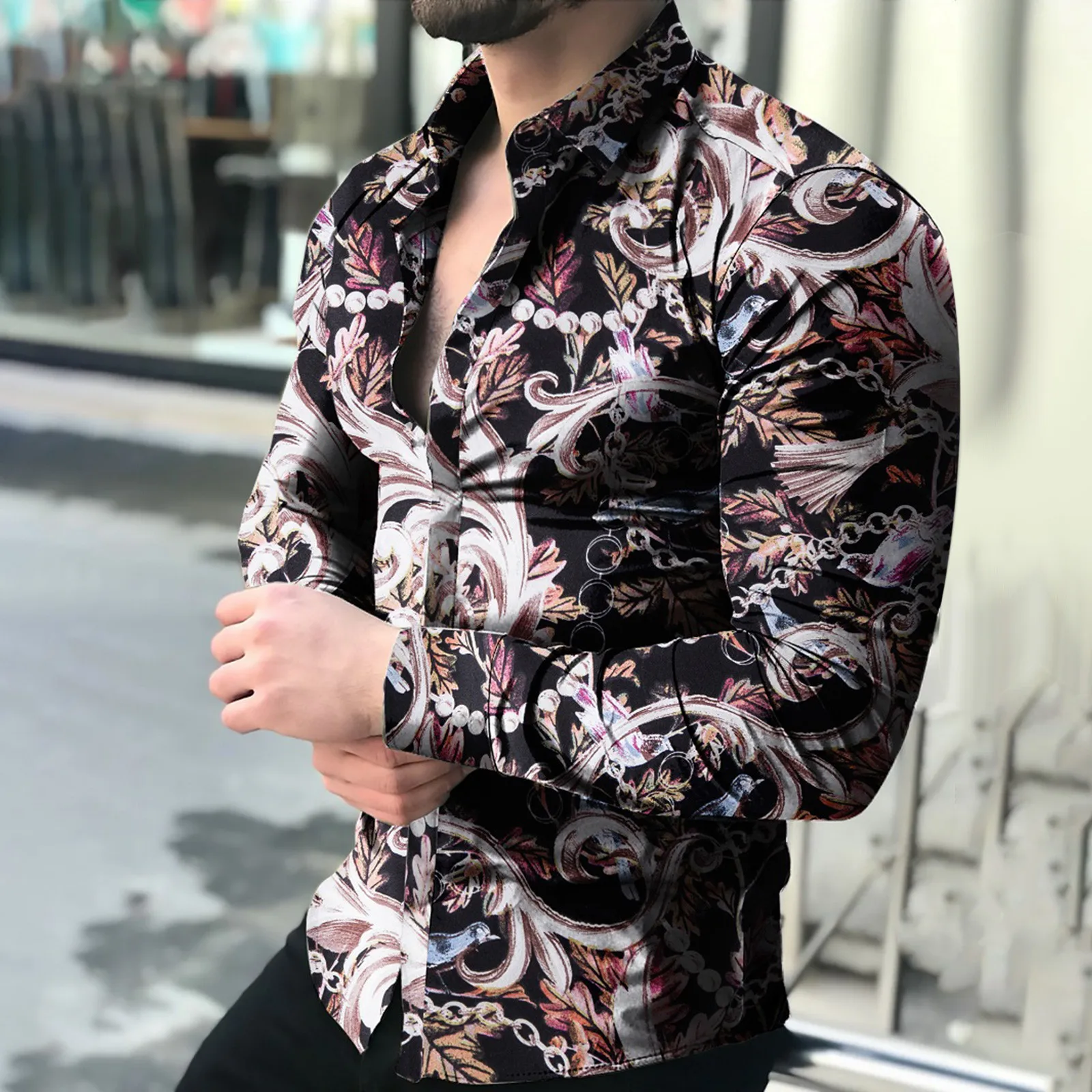 

Nation Style Summer Man Shirt 2021 Mens Ethnic Printed Stand Collar Stripe Short Sleeve Loose Hawaiian Casual Shirt