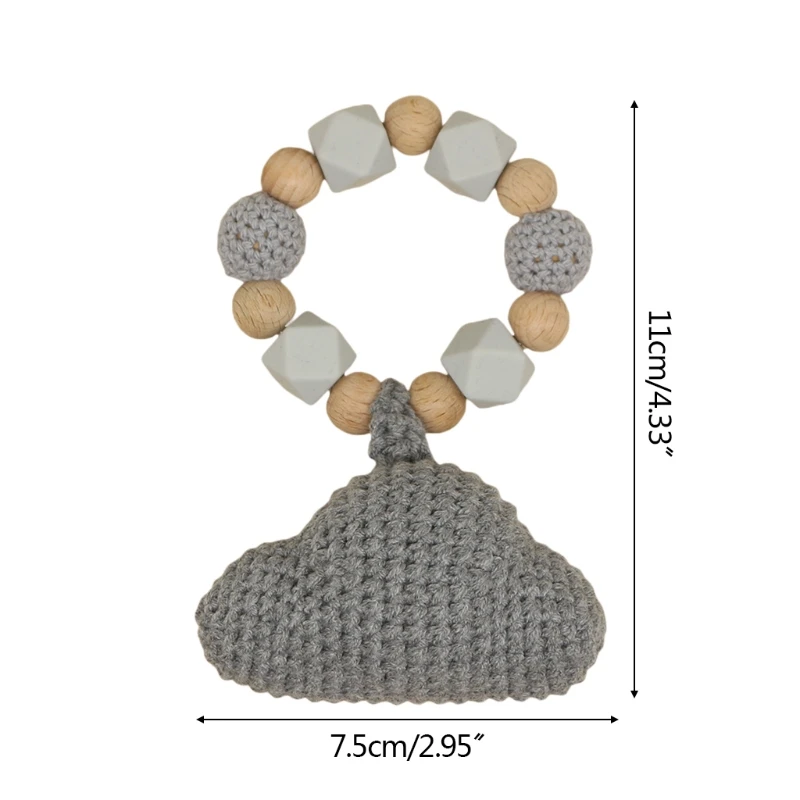 

Baby Beech Wooden Silicone Beads Bracelet Rattle Crochet Clouds Teether Infants Teething Soother Molar Toys Shower Gifts